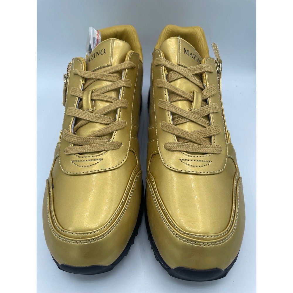 Mazino Selenite-480 Mens Gold Metallic Side Zip Sneakers JMS05202106S Size 14 - Picture 2 of 8